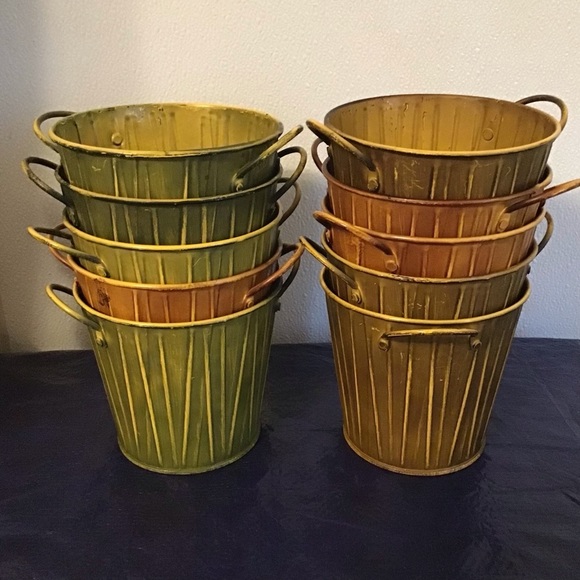 HOME & Garden 10 small metal buckets DYI projects planters garden party plants - Picture 1 of 5